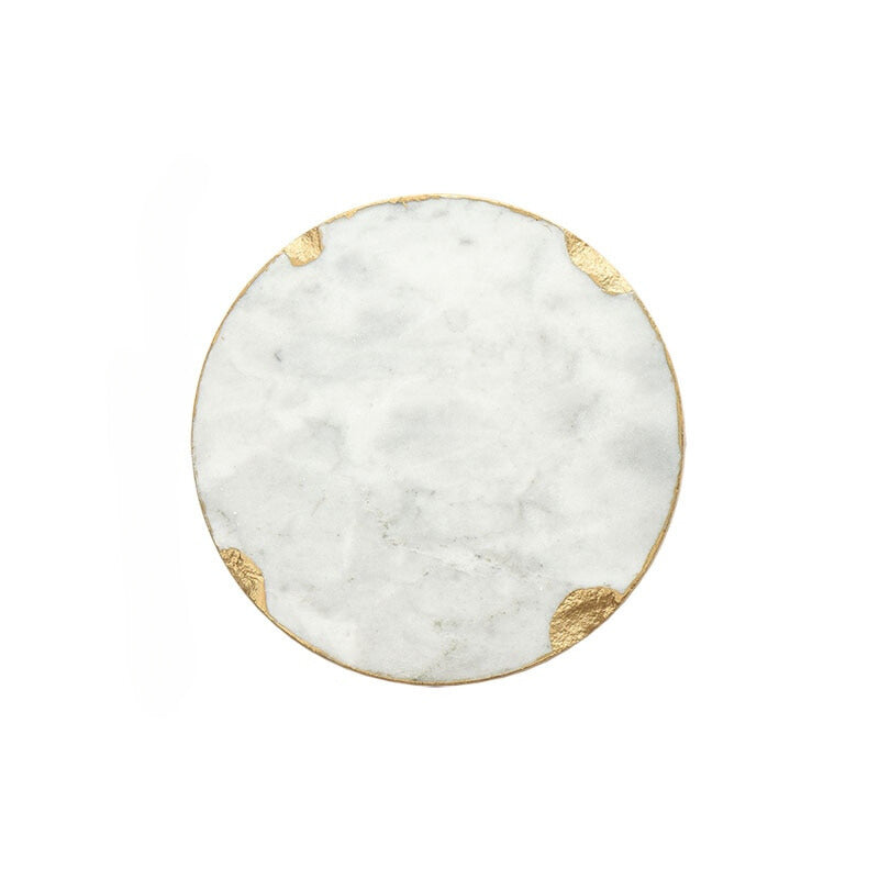 Marble & Gold Mood -  White Round - Medium