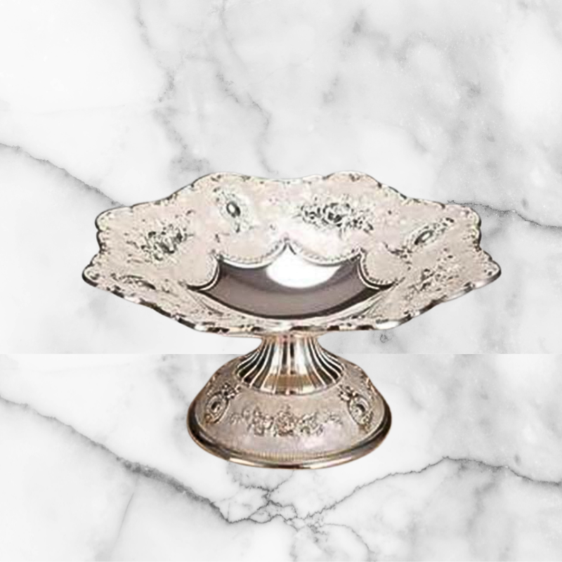 Pedestaled Low Bowl - Pearl & Silver