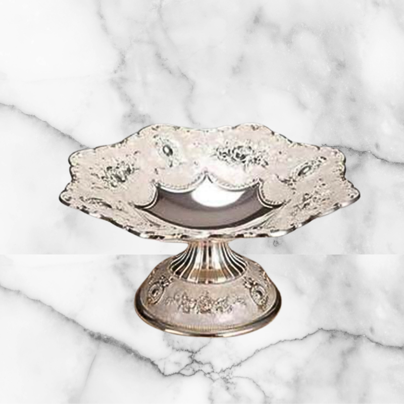 Pedestaled Low Bowl - Pearl & Gold