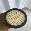 Rattan & Black Lacquer Round Tray