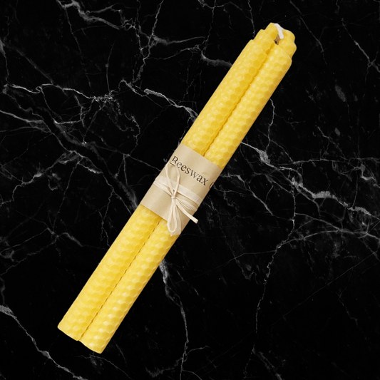 Rolled Honeycomb Taper Candles - Canary Yellow