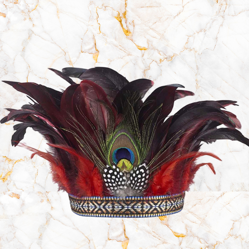 Royal Peacock Party Headdress - Rouge