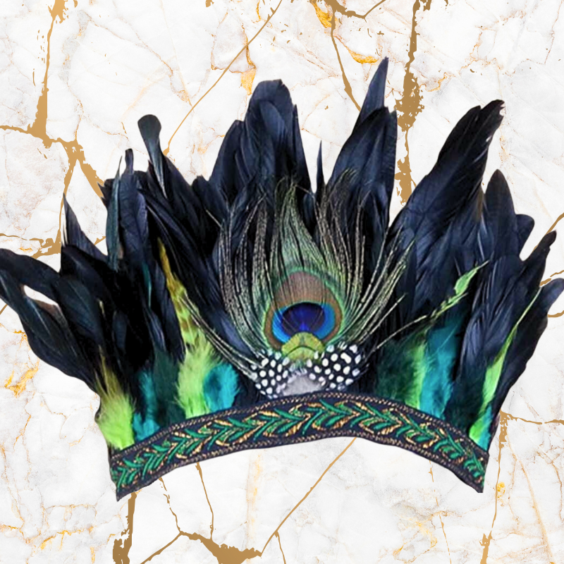 Royal Peacock Party Headdress - Teal