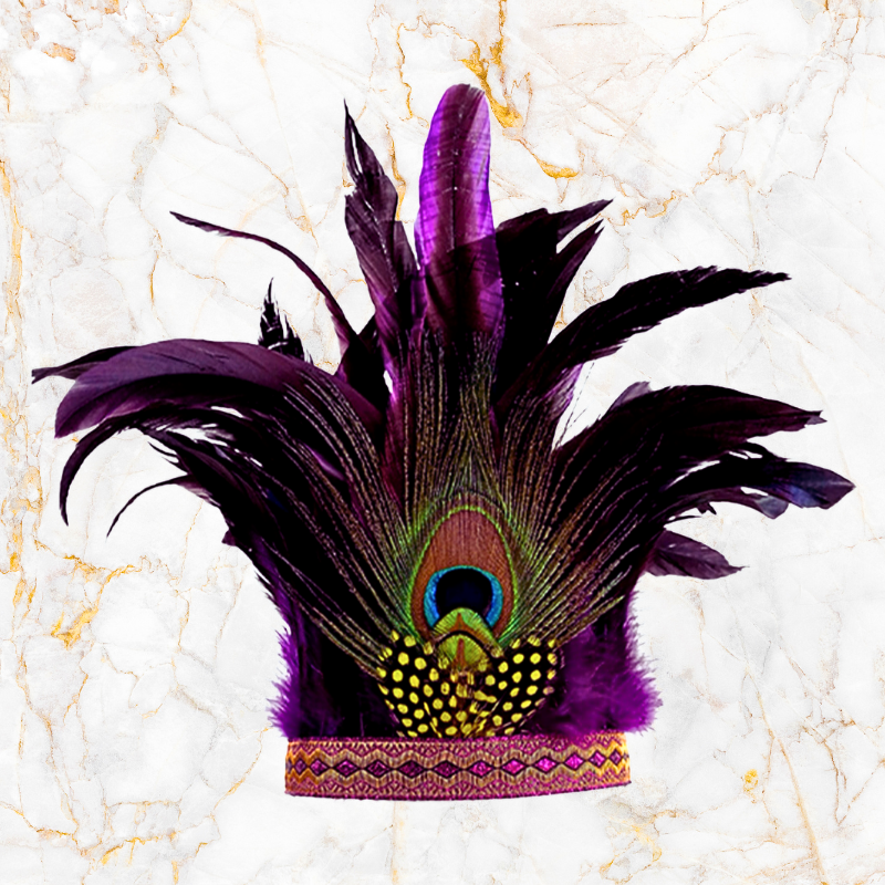 Royal Peacock Party Headdress - Plum
