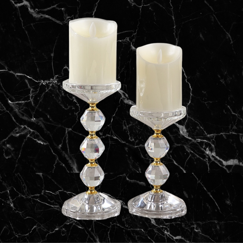 Crystal & Gold - Stacked Triple Ball Candleholder