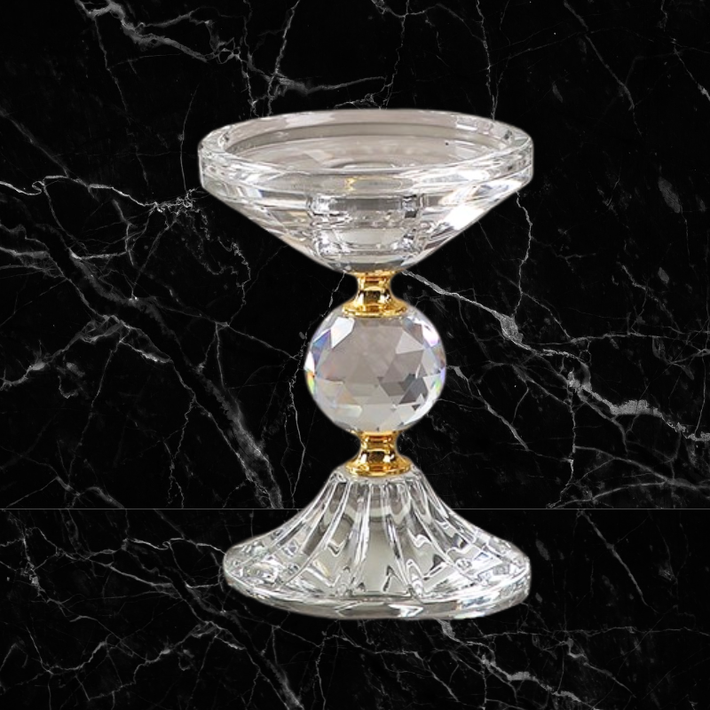 Crystal & Gold - Stacked Double Ball Candleholder