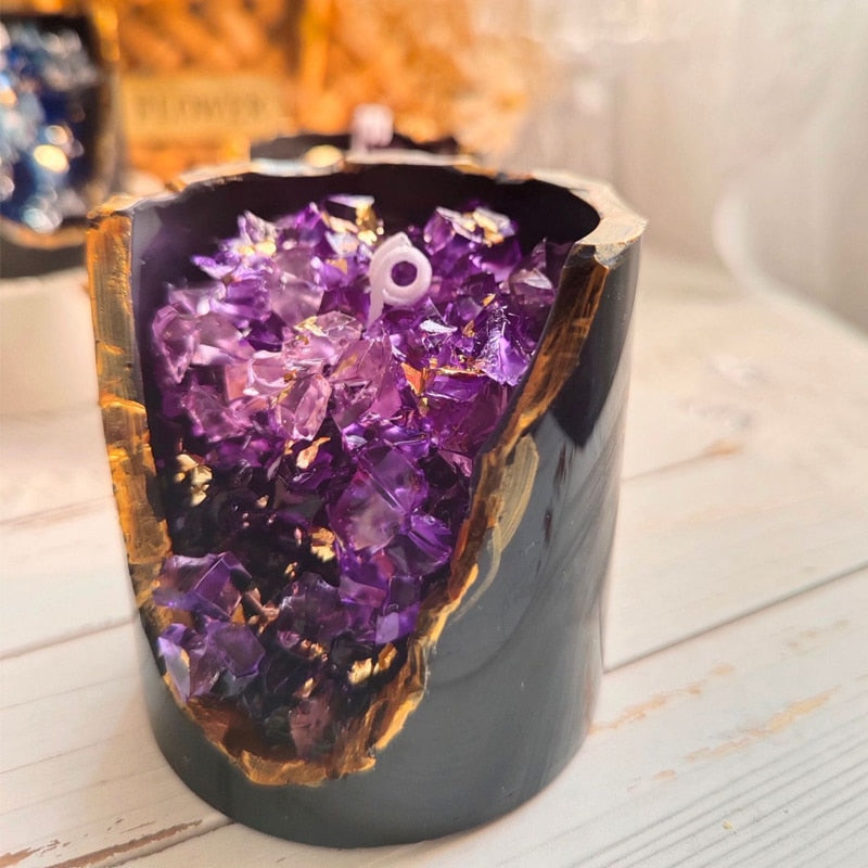Dripping Crystals - Amethyst & Pyrite Ore Candle