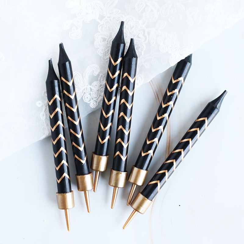 Black & Gold Birthday Candles - Zig Zag