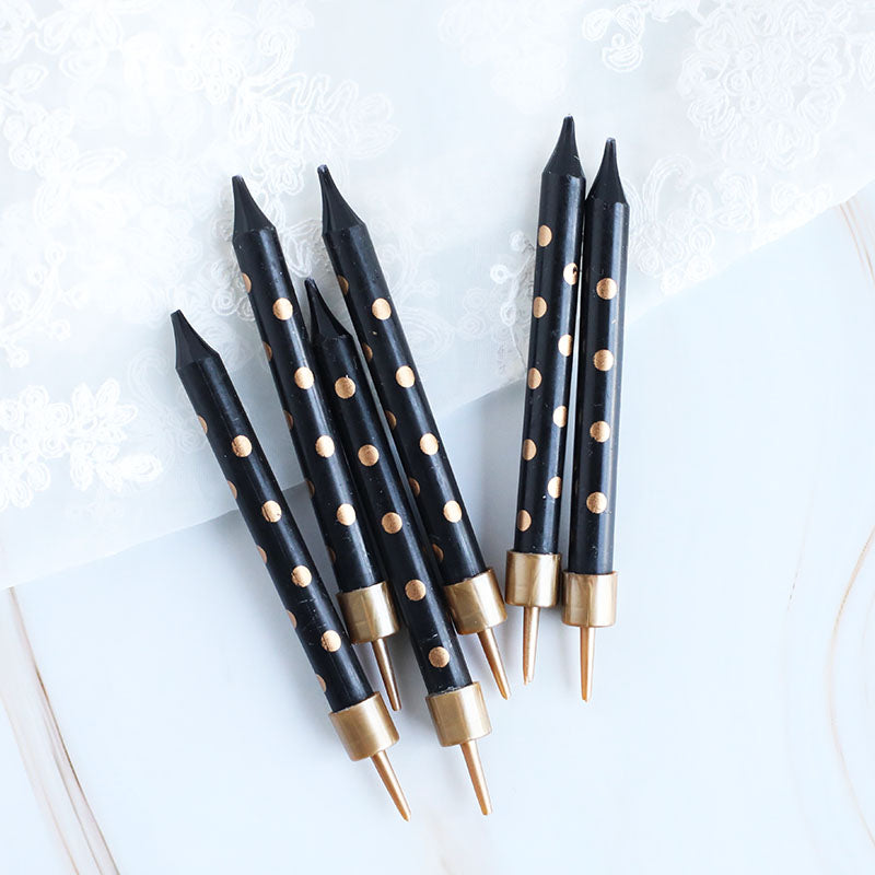 Black & Gold Birthday Candles - Zig Zag