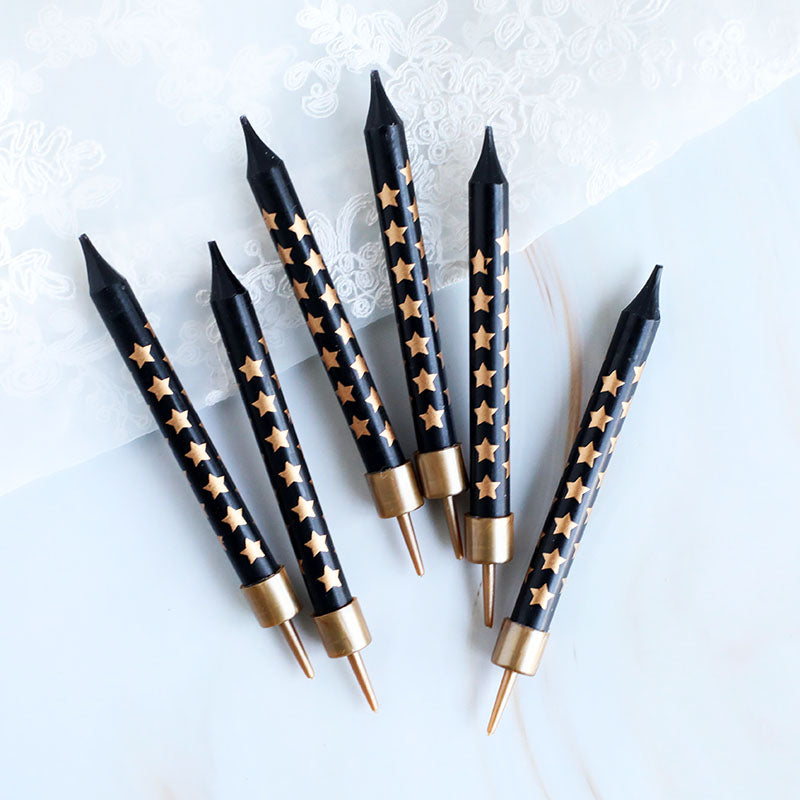 Black & Gold Birthday Candles - Stars