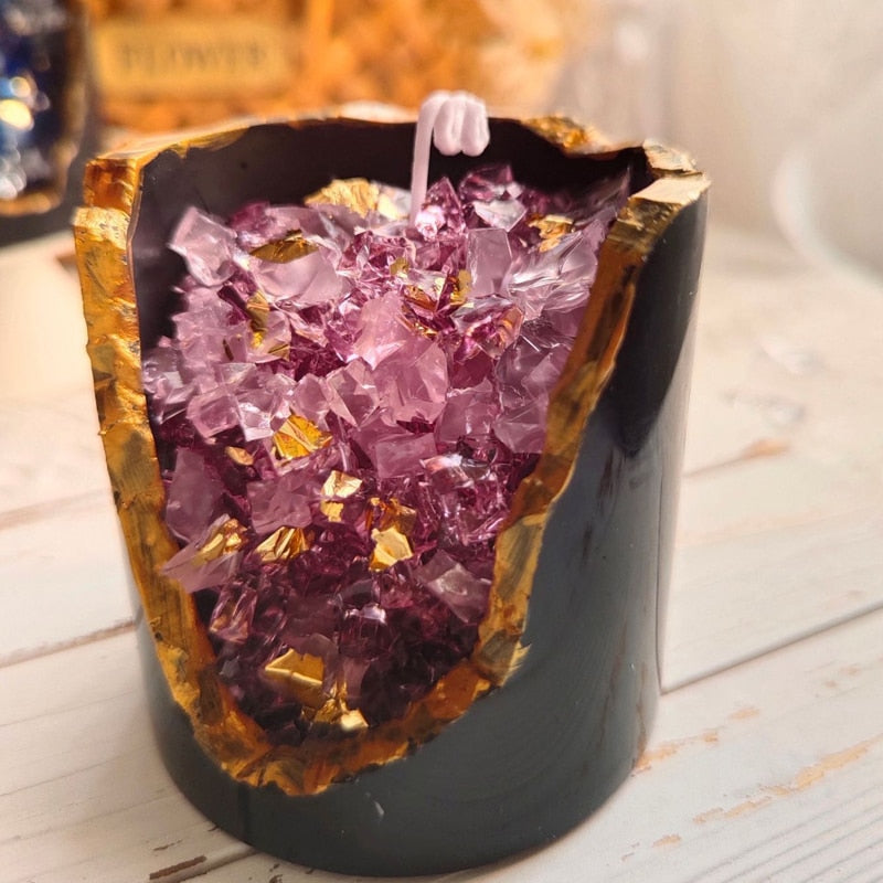 Dripping Crystals - Rose Quartz & Pyrite Ore Candle