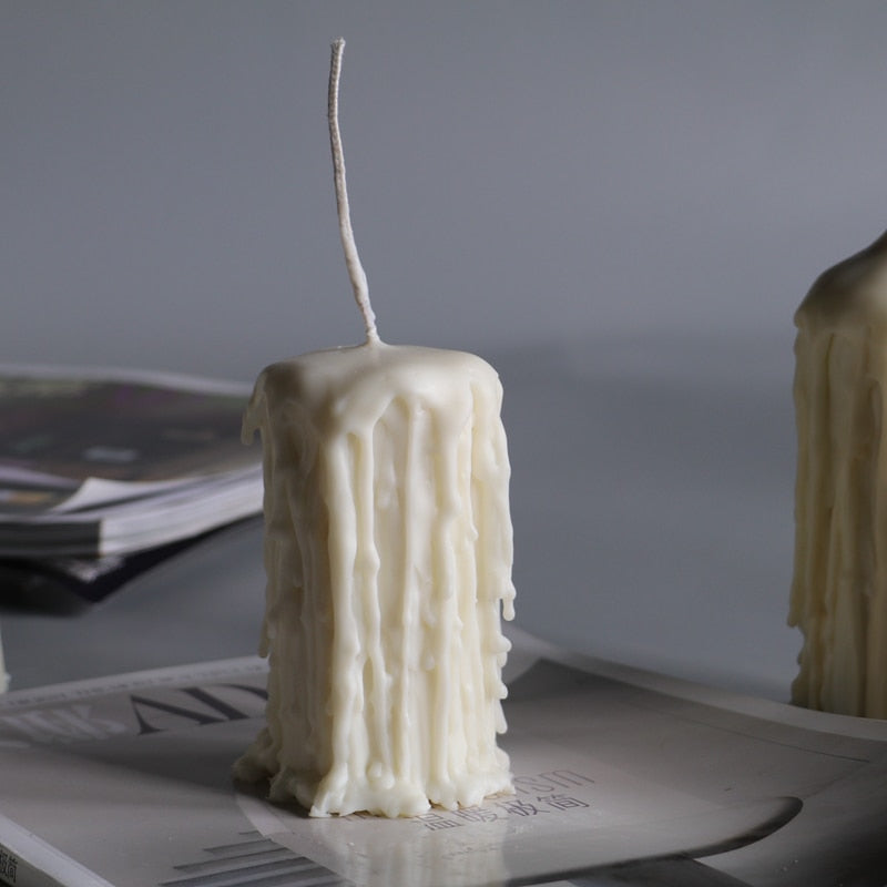 Melted Wax Candle - Short Round