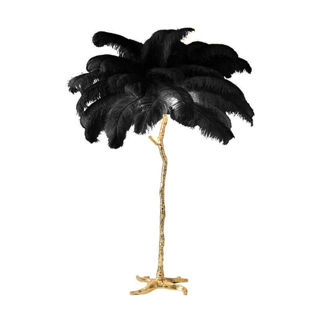 The Cleo Ostrich Lamp - Black & Gold