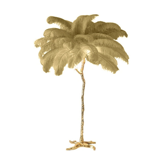 The Cleo Ostrich Lamp - Ecru & Gold