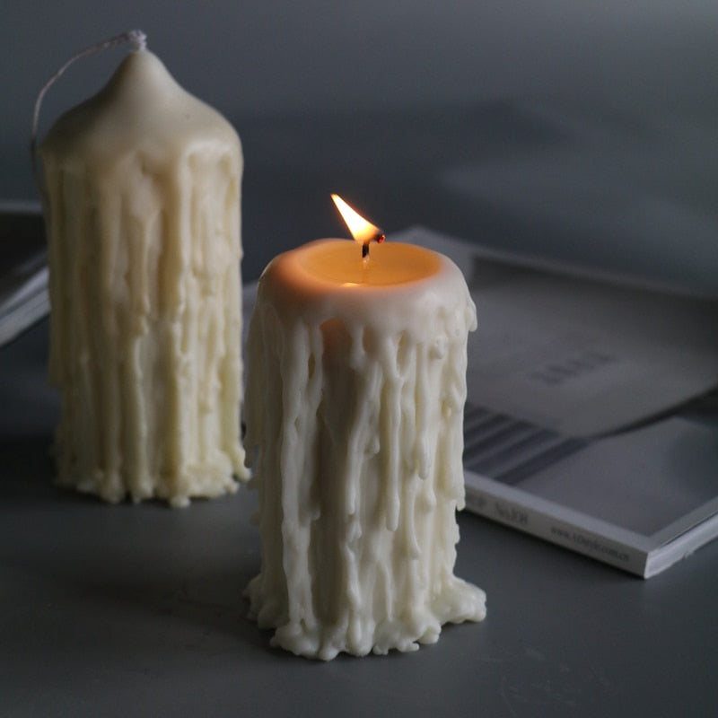 Melted Wax Candle - Short Round