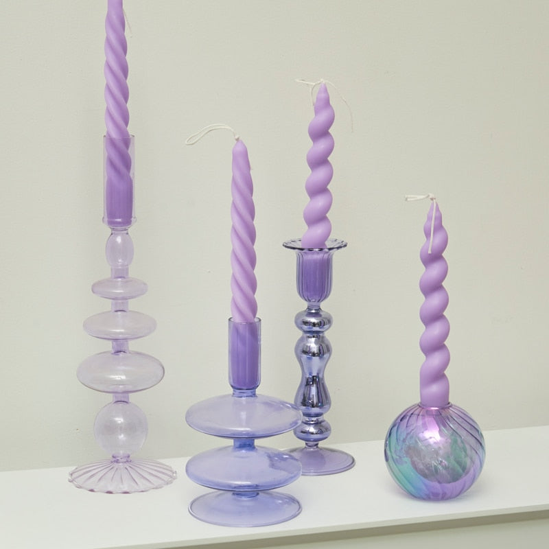 Fine Spiral Taper Candles - Lilac 2pc Set