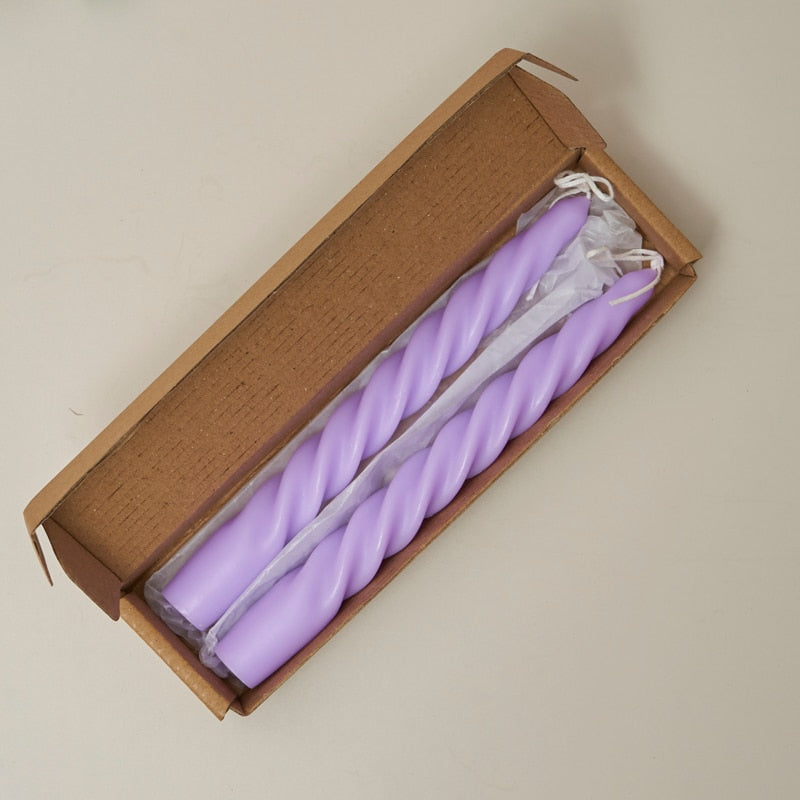 Fine Spiral Taper Candles - Lilac 2pc Set