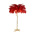 The Cleo Ostrich Lamp - Red & Gold