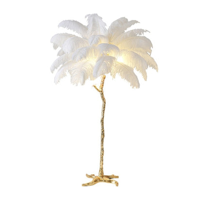 The Cleo Ostrich Lamp - White & Gold