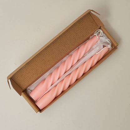 Fine Spiral Taper Candles - Shell Pink 2pc Set