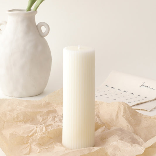 Ridged Pillar Candle - Desert Snow