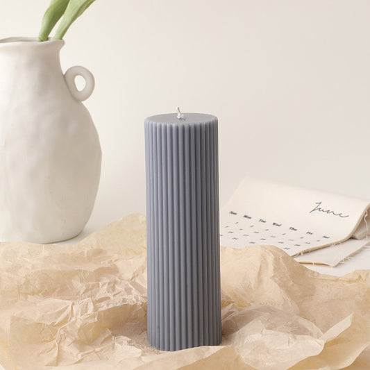 Ridged Pillar Candle - Desert Mist