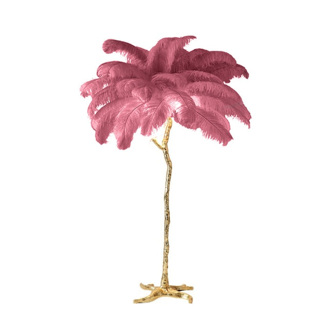 The Cleo Ostrich Lamp - Mauve & Gold