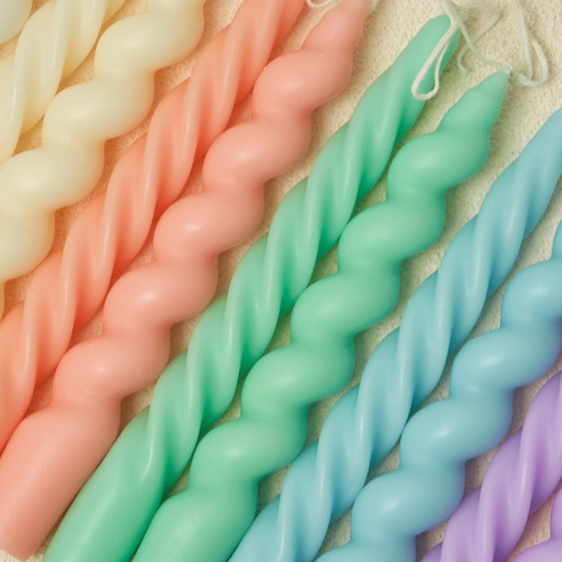 Wide Spiral Taper Candles - Shell Pink 2pc Set