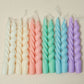 Wide Spiral Taper Candles - White 2pc Set
