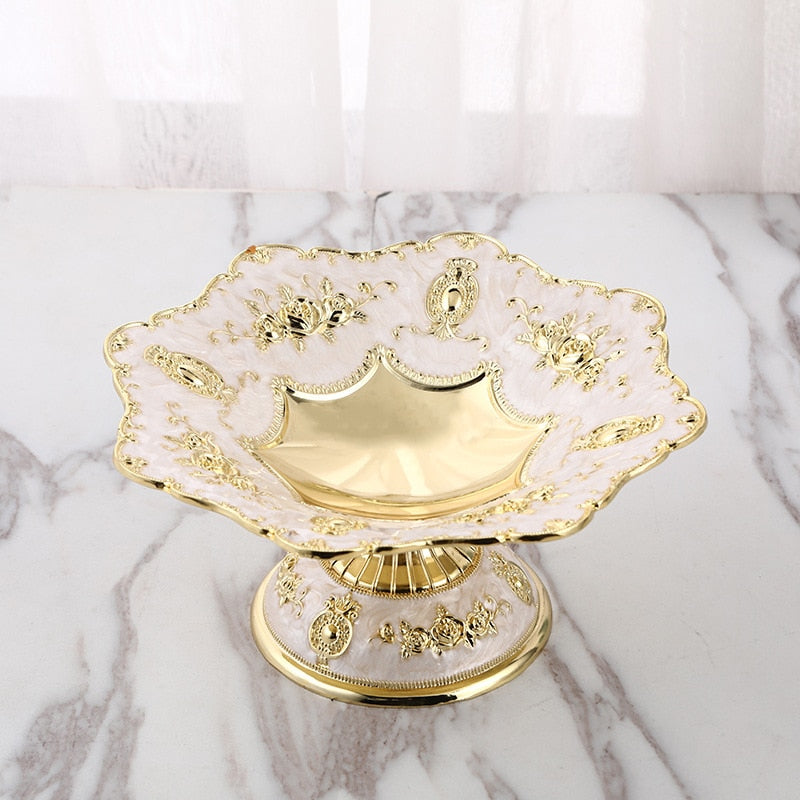 Pedestaled Low Bowl - Pearl & Gold